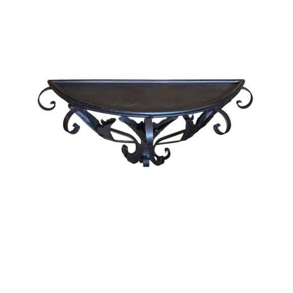 Wrought Iron Wall-Mounted Decorative Shelf With Leaf Design - Picture 6 of 11
